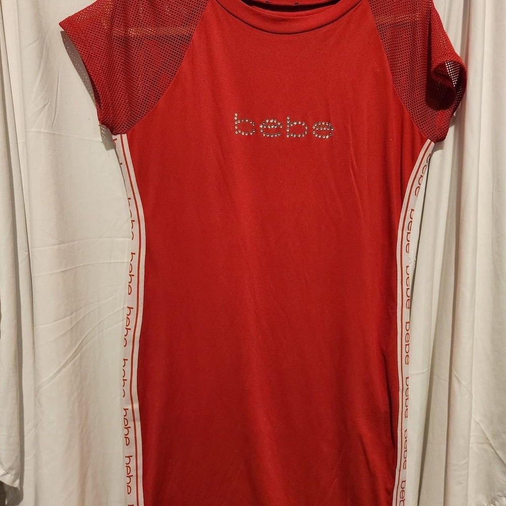Y2K Bebe Red dress with white side panels